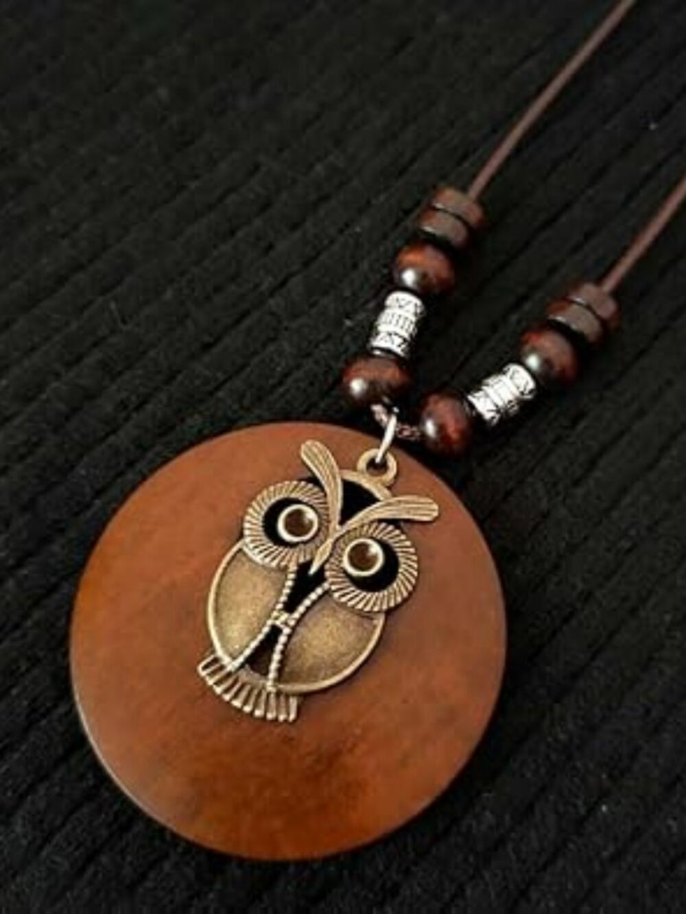 NEW Boho Leather Cord Necklace Handmade Boho Choker Long Bird Leather Chain Owl